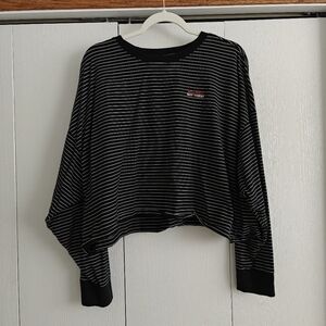 Black and White Striped Long Sleeve Top